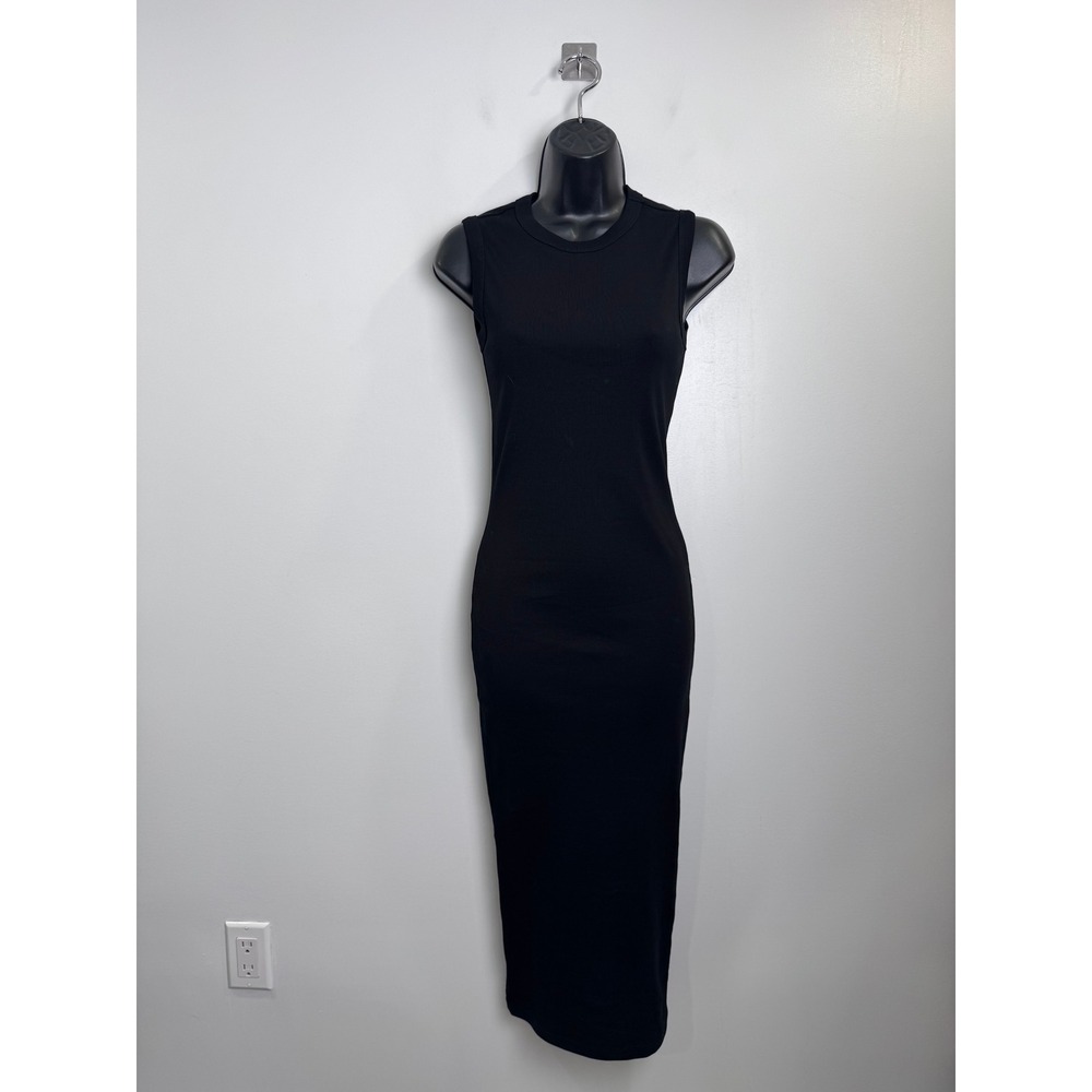 Flore Flore Women Black Sleeveless Ribbed Midi Bodycon Dress Small